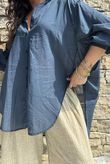 Shayle Indian Cotton Boyfriend Beach Shirt Navy